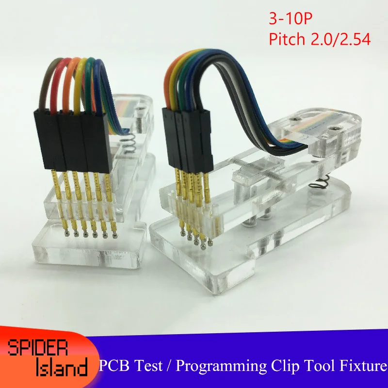 Transparent New Acrylic Test Frame PCB Clip Fixture Probe Download Programming 2.54mm 2.0mm JTAG Tool with cable 3Pin-10Pin | Компьютеры и