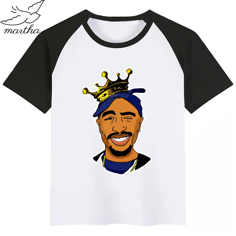 BlackD Tupac 2pac/новая футболка для мальчиков рубашки для девочек с милым принтом животных Детская Удобная футболка с круглым вырезом одежда с короткими рукавами для мальчиков и девочек - Цвет: BlackD