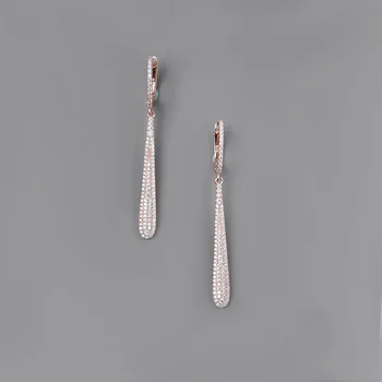 

S925 Fine Silver Versitile Fashion Ear Stud Wholesale Delicacy Bright Water Droplet Zircon Earring Set Tassel Earring