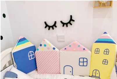 Little House Pattern Crib Protection Infant Cot Newborn Bedding Baby Bed Bedding 4pcs Baby Bed Bumper - Цвет: colorful