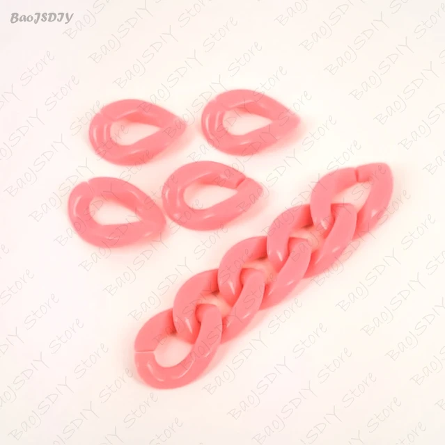 Wholesale 23mm*17mm Multi color Acrylic Twisted Chains Assembled Parts Beads Diy Jewelry Findings Accessories 60 pieces(JM6582) Hot Pink