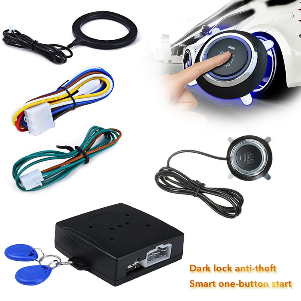 

12V Universal Push Start Stop Button Smart Key RFID Car Alarm Push Button Start Keyless Transponder Immobilizer