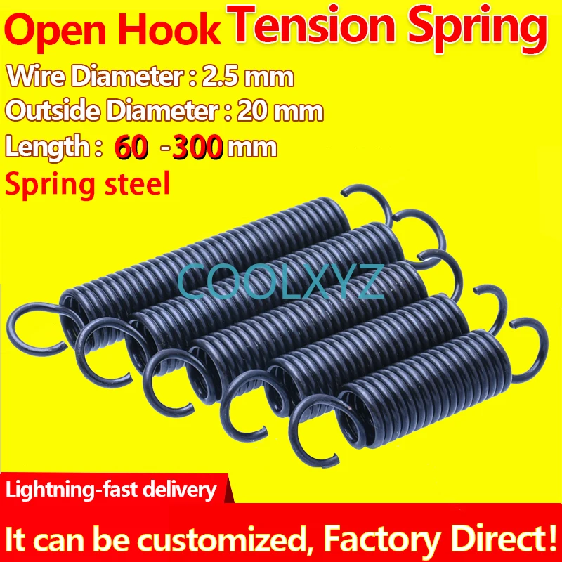 Wire Dia 4mm Tension/ Extension Spring Opening Hook 65Mn Steel OD=20/21/22/23/24 