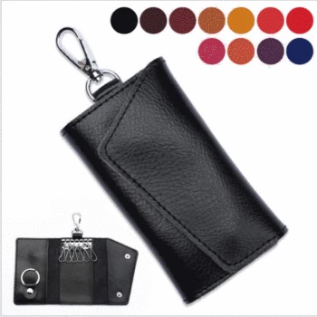 

Fashion Simple Key Holder Genuine Leather Wallet Unisex Solid Key Wallet Organizer Bag Car Housekeeper Wallet Card Holder
