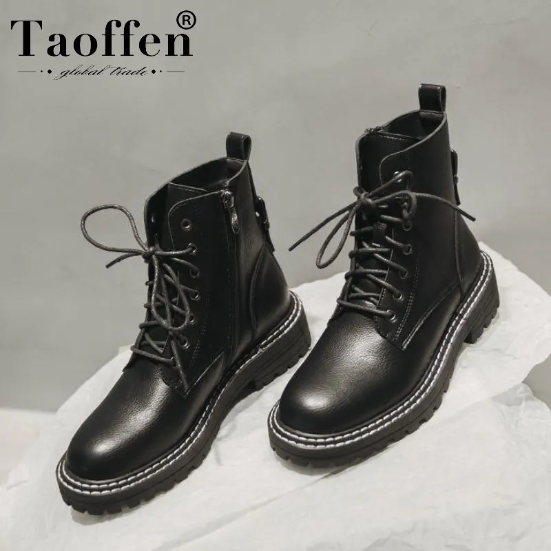 Taoffen/ботильоны для женщин Офисная Женская обувь в стиле панк на плоской подошве с