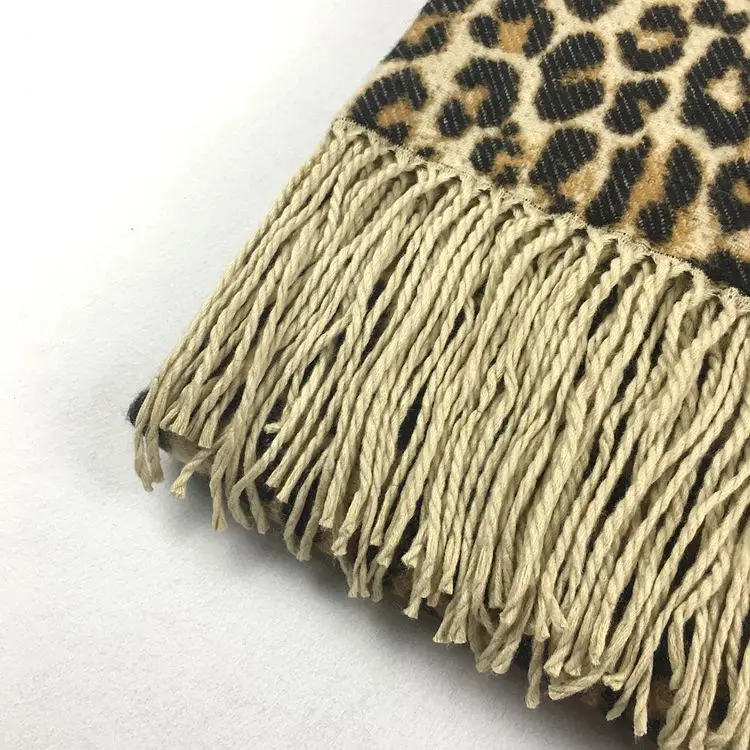 Зимний модный Леопардовый шарф с кисточками, женское пончо из искусственного кашемира, шерсть, Женский палантин, шарф, шаль с леопардовым рисунком, теплый палантин