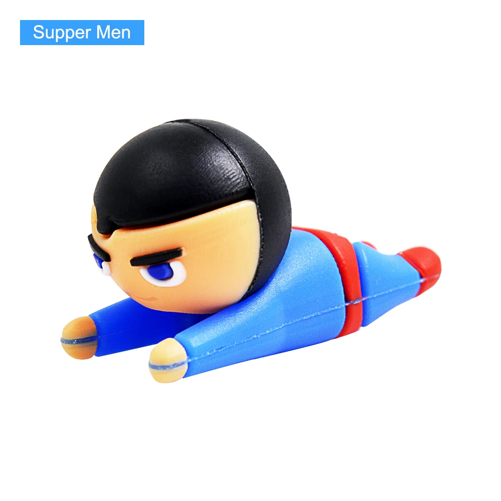 Supper Men USB зарядное устройство кабель для IPhone Человек-паук Железный человек Капитан Америка аксессуар для телефона, держатель кукла кабель для модели зарядное устройство протектор - Цвет: Supper Men