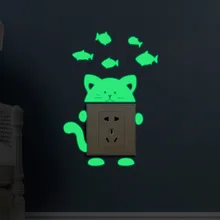 Напрямую от производителя продажи ночник наклейки на выключатель кошка и рыба Гостиная Спальня Мультфильм переключатель флуоресцентные наклейки Y1