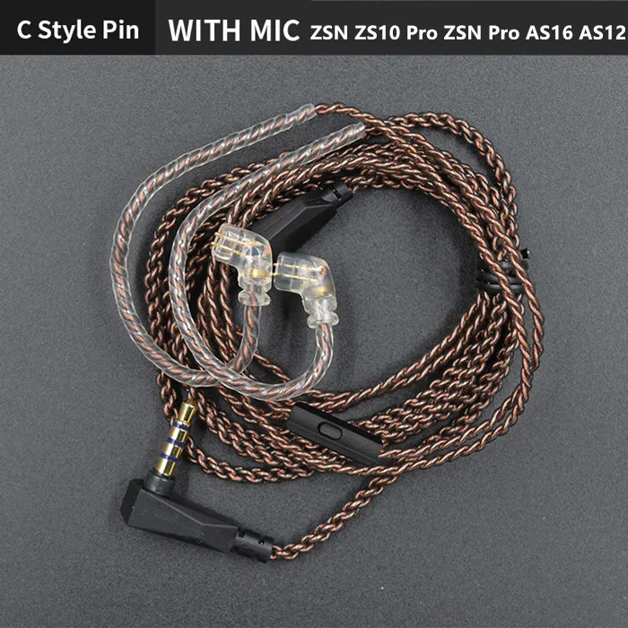 KZ ZST ZSN ZS10 pro ZS3 ZS6 AS16 AS12 ZSN для наушников с микрофоном кабель 2PIN обновленный кабель наушники провод с микрофоном - Цвет: C Pin cable with mic