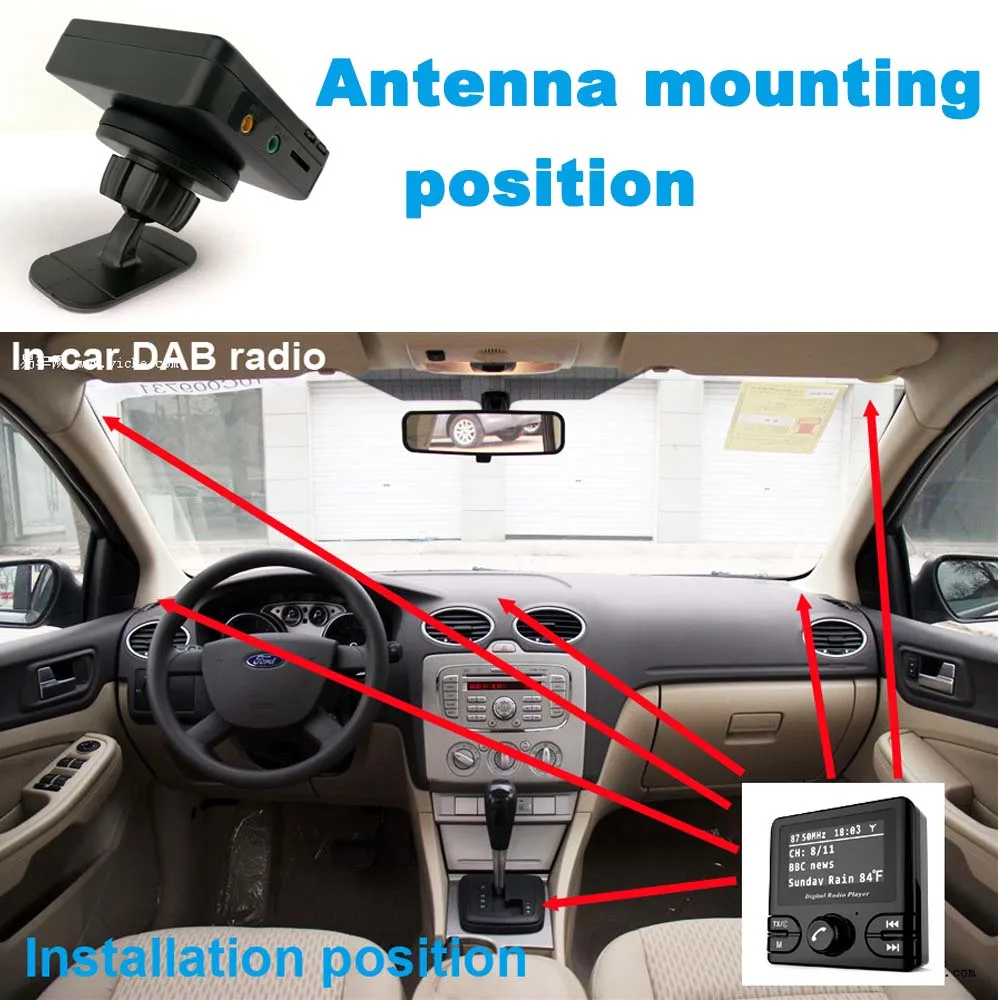 JINSERTA Bluetooth DAB/DAB+ Радио fm-приёмопередатчик MP3 музыкальный плеер с магнитной подставкой Поддержка громкой связи TF карта AUX