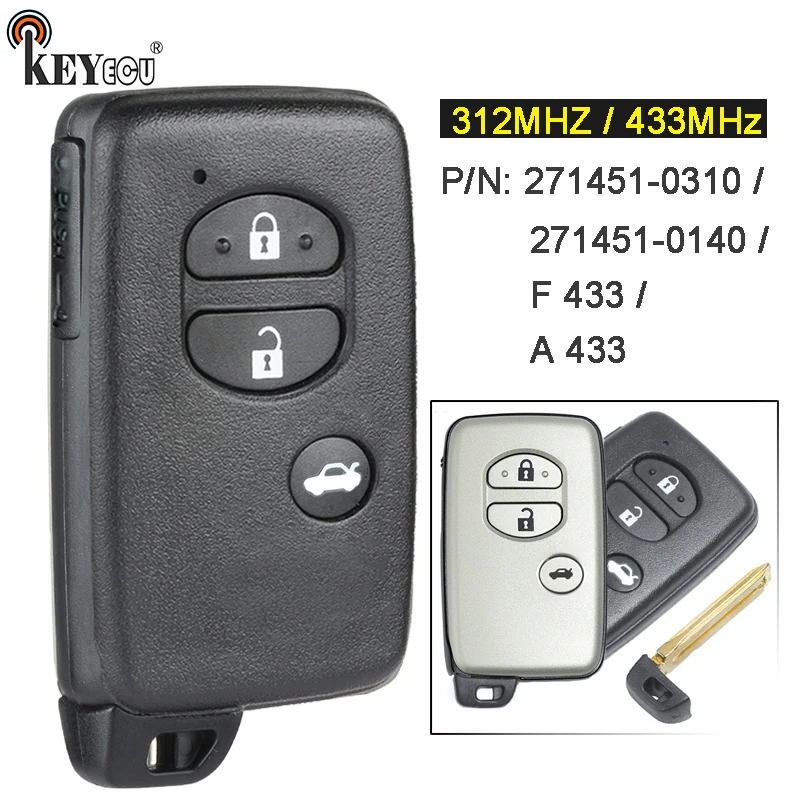 Keyecu 312mhz 433mhz 0310 0140 F433 33 Thong Minh 3 Nut O To điều Khiển Từ Xa Key Fob Danh Cho Xe Toyota Camry Thai Mark X Majesta Car Key Aliexpress