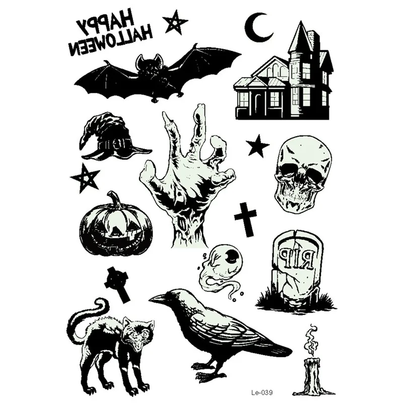 Прочные, дышащие, светящиеся, водонепроницаемые, устойчивые к поту, цветные наклейки для татуировки, призрак, тату, ведьма, боди-арт, рука, поддельные татуировки