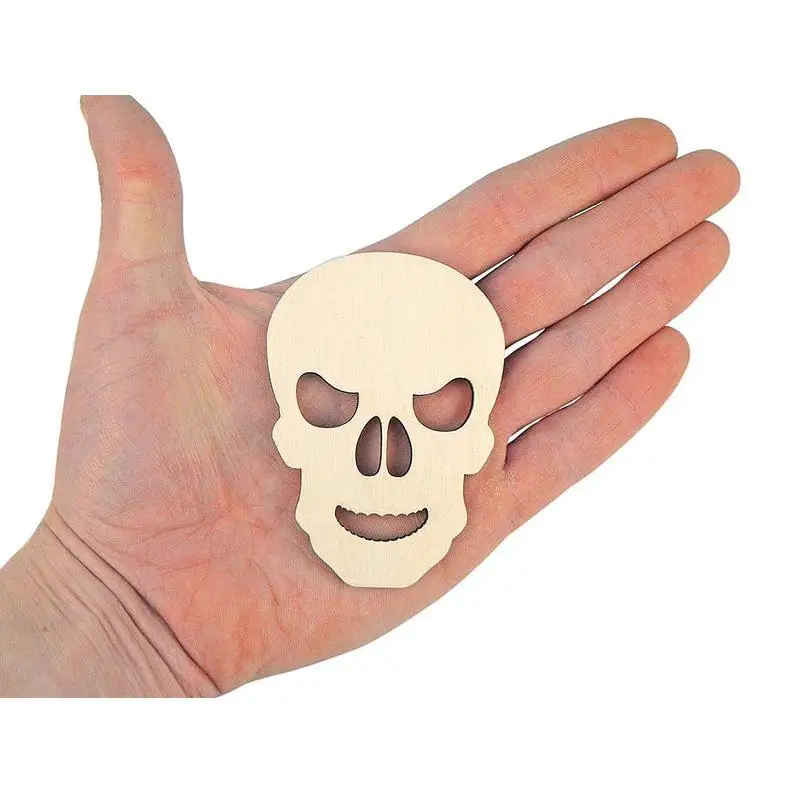 

Wooden Skull (8cm) Shape Art Projects Craft Supply Decoration Gift Decoupage Ornaments 0530