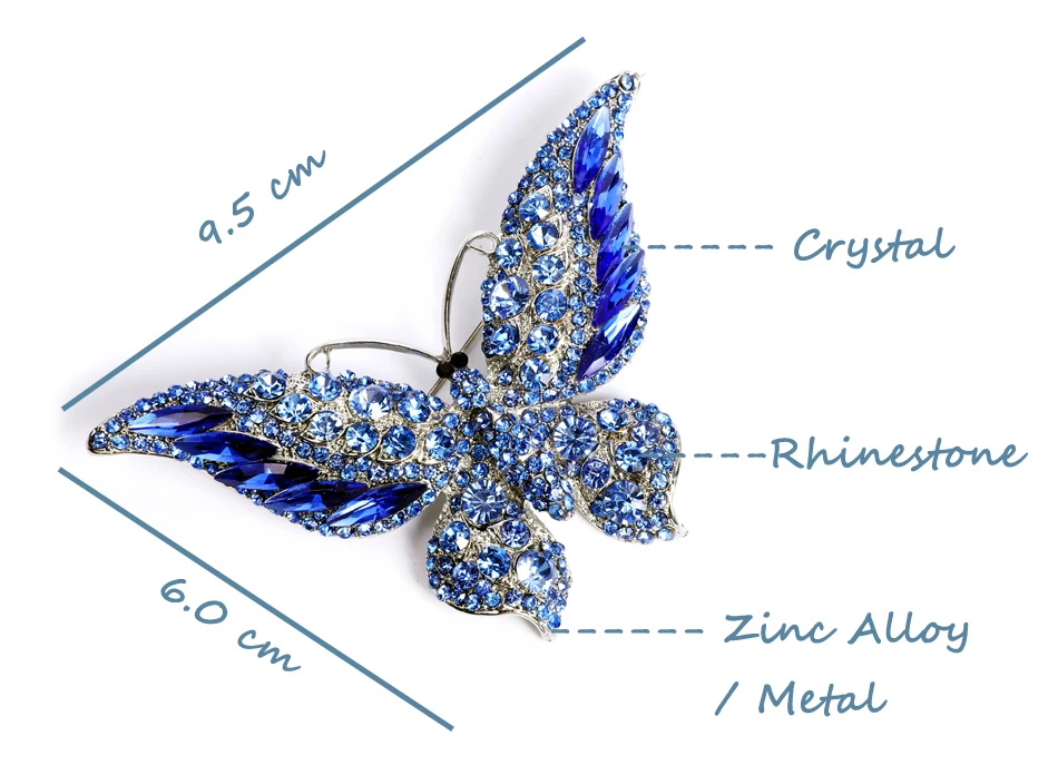 Muylinda Butterfly Brooch Luxury Crystal Pin Big Brooches For Women Party Banquet Rhinestone Pins Clothese Accessories