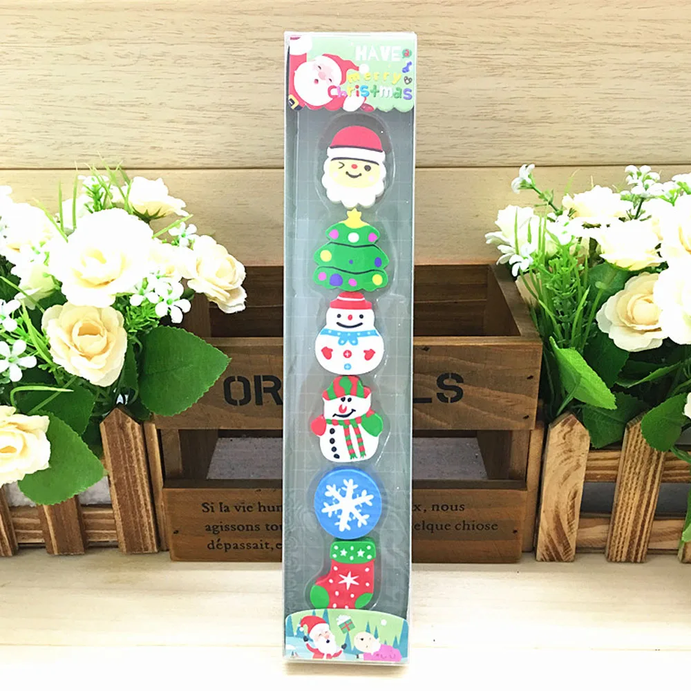 Милые канцелярские принадлежности с рождественской тематикой Набор комбинированных призов учебные принадлежности Санта-Клаус карандаш "Снеговик" подарок для девочек и мальчиков