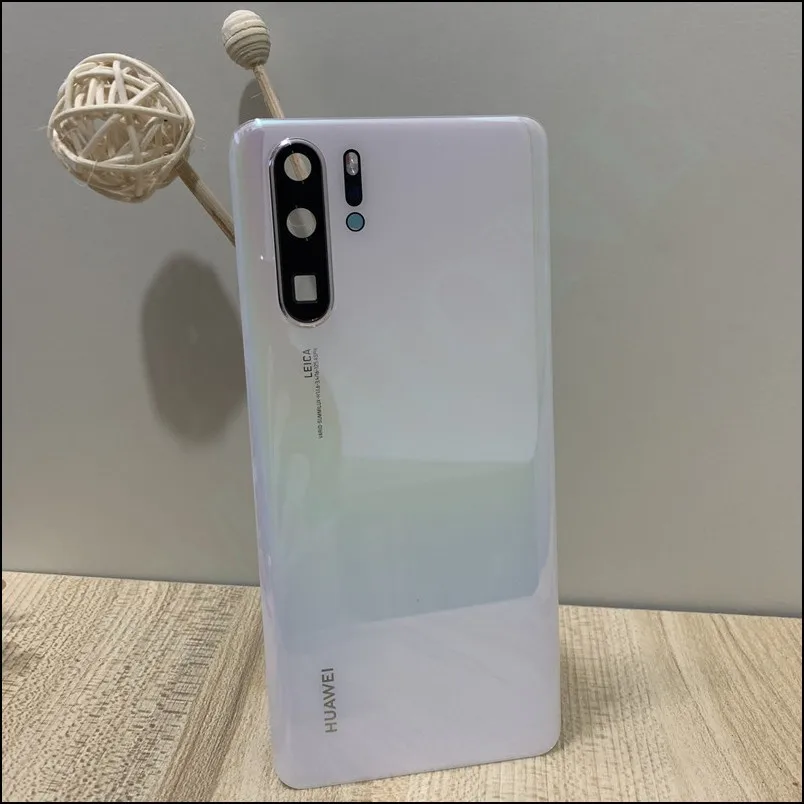 Новое оригинальное закаленное стекло для huawei P30 Pro задняя крышка Запасные части задняя крышка батарейного отсека Корпус двери+ рамка камеры - Цвет: White
