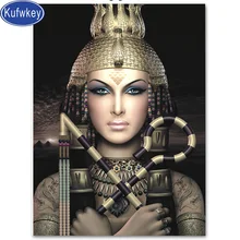 Kufwkey новые подарки "Королева Египта" Алмазная Вышивка Полный Круглый квадратный алмаз портрет, картина мозаика фото на заказ