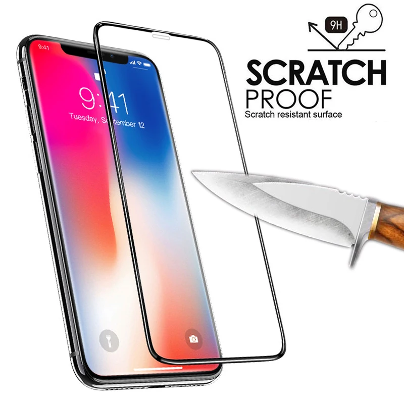 Закаленное стекло для iPhone 11 5 8 6 1 дюйма XS MAX XR X полноэкранная Защитная пленка Pro Max 7