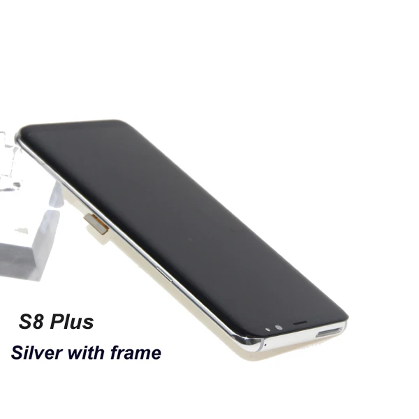 S8 plus silver frame Super Amoled для SAMSUNG Galaxy S8 дисплей S8 Plus G950 G950F G955 G955F кодирующий преобразователь сенсорного экрана в сборе+ рамка - Цвет: S8 plus silver frame