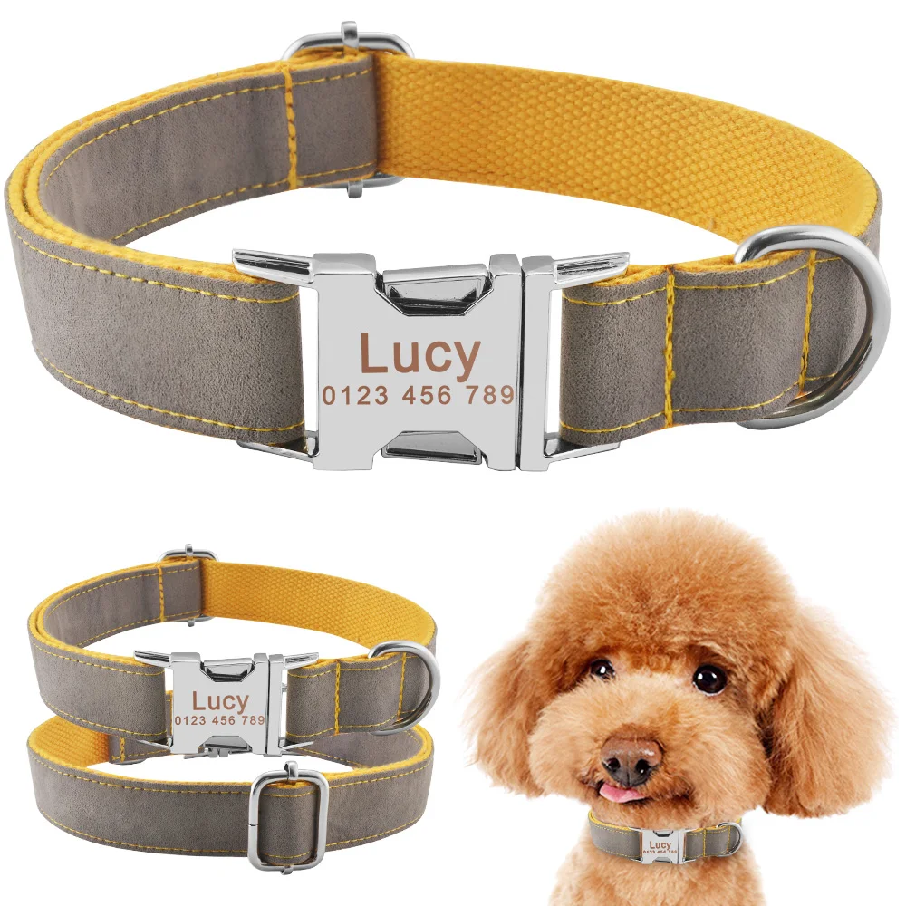 Airuidog Durable Personalized Dog Collar Lint Id Name Tags Dogs Free Engraved Xs S M L Collars