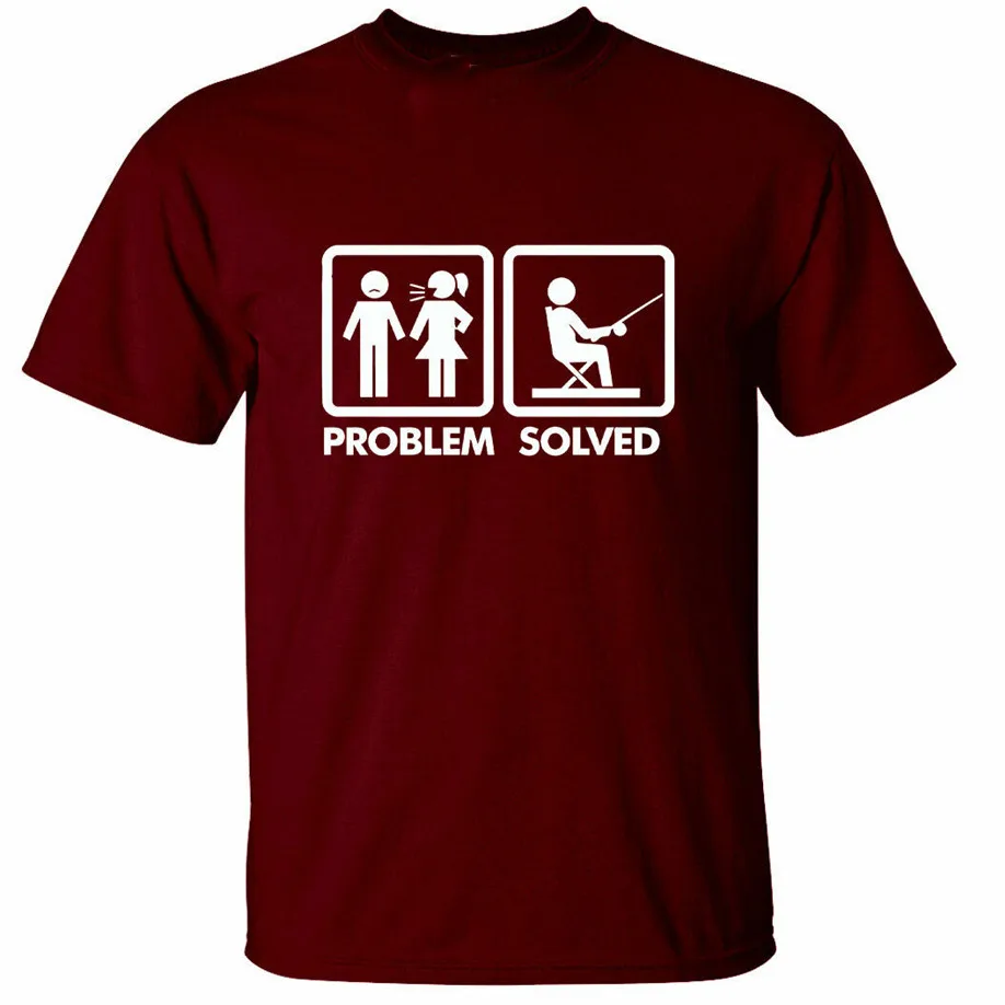 Best Fishing Problem Solved T Shirt Funny Fisherman Gift Mens Tee Novelty Cotton Customize Tee Shirt