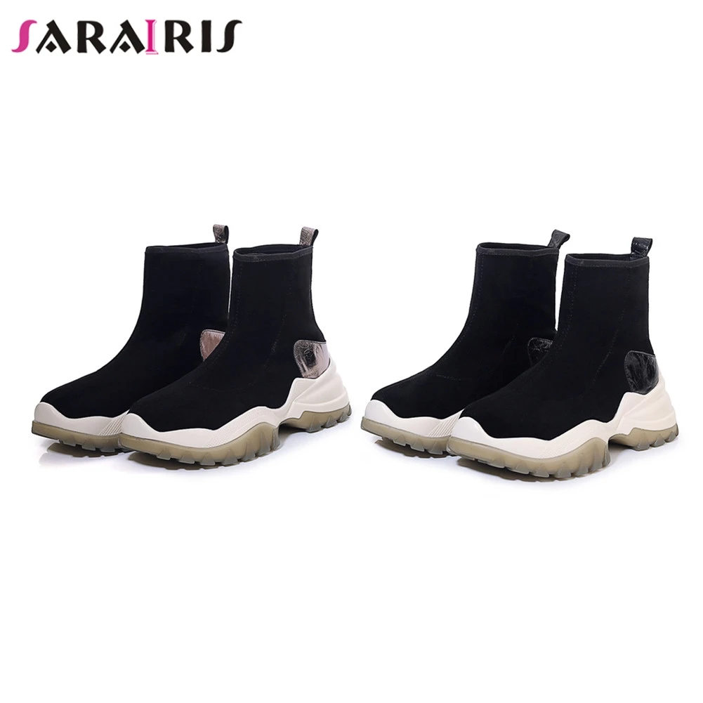 

SARAIRIS Brand New Cow Suede Ladies Chunky Heels Women Shoes Woman Casual Party Office Autumn Winter Ankle Boots Female