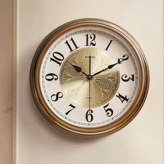$US $124.81 Round Metal Wall Clock Living Room American Style Luxury Gold Silent Creative Wall Clock Mechanism Duvar Saati Home Deco BE50WC