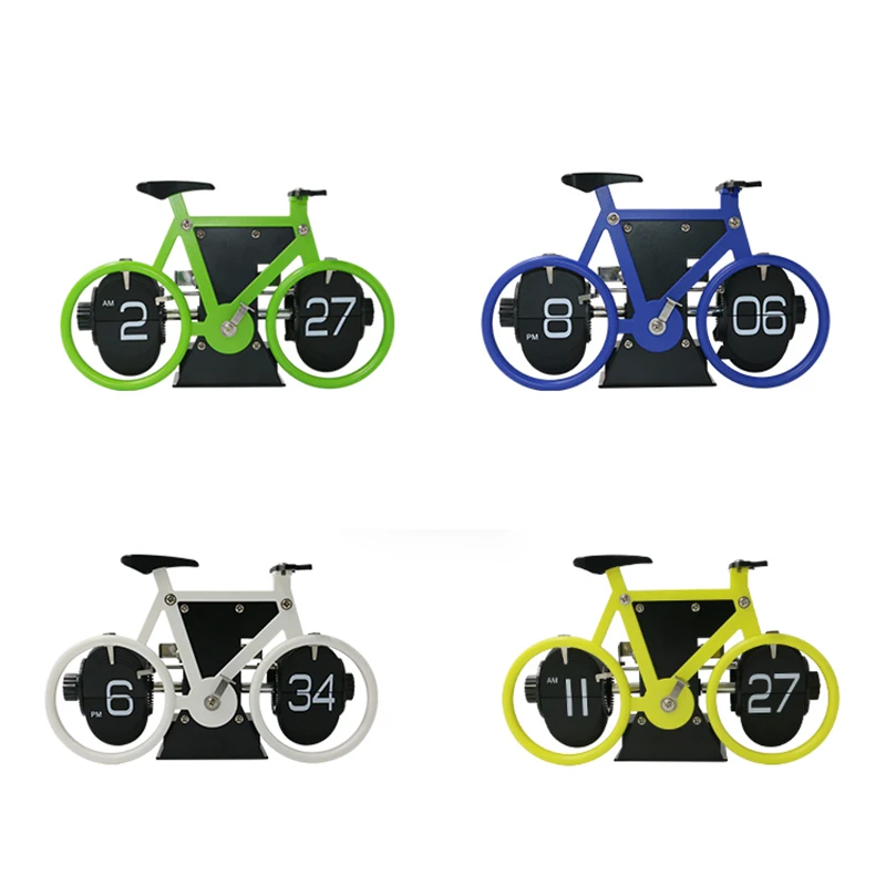 Creative Flip Clock Bicycle Shaped Clock Table Alarm Travel Clock Home Decorative