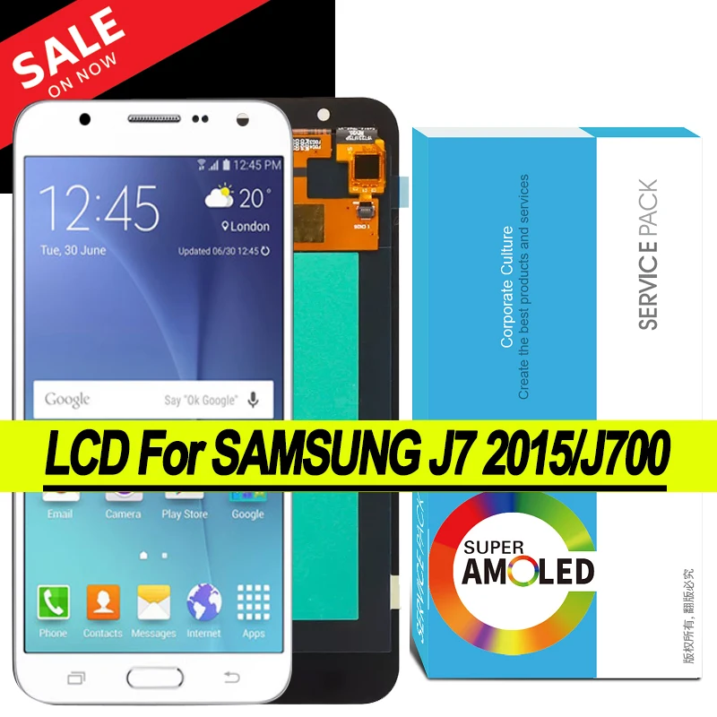 100% Оригинальный 5 ''дисплей для Samsung Galaxy J7 2015 J700 J700F J700M ЖК-дисплей с сенсорным