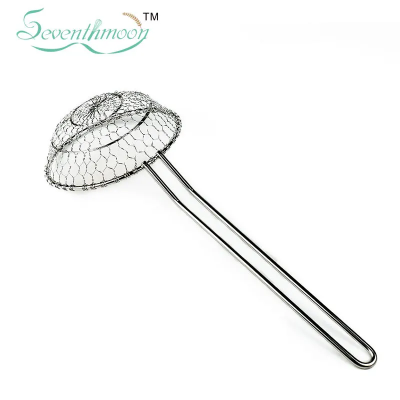 High Quality Reinforced 304 Stainless Steel Wire Mesh Surface Remove Kitchen Colander Kitchen Fried Fishing Kitchen Cooking Filt