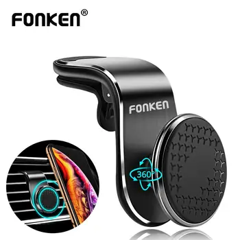 

FONKEN Magnetic Car Phone Holder Air Vent Clip Mount Stand Magnet GPS Navigation Bracelet Metal Magnetic Holder Auto Rotation