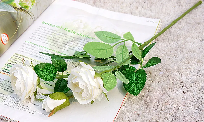 Короткие розы ветка шелковые искусственные цветы для украшения свадьбы Флорес Искусственные цветы домашний декор стола маленькая Роза