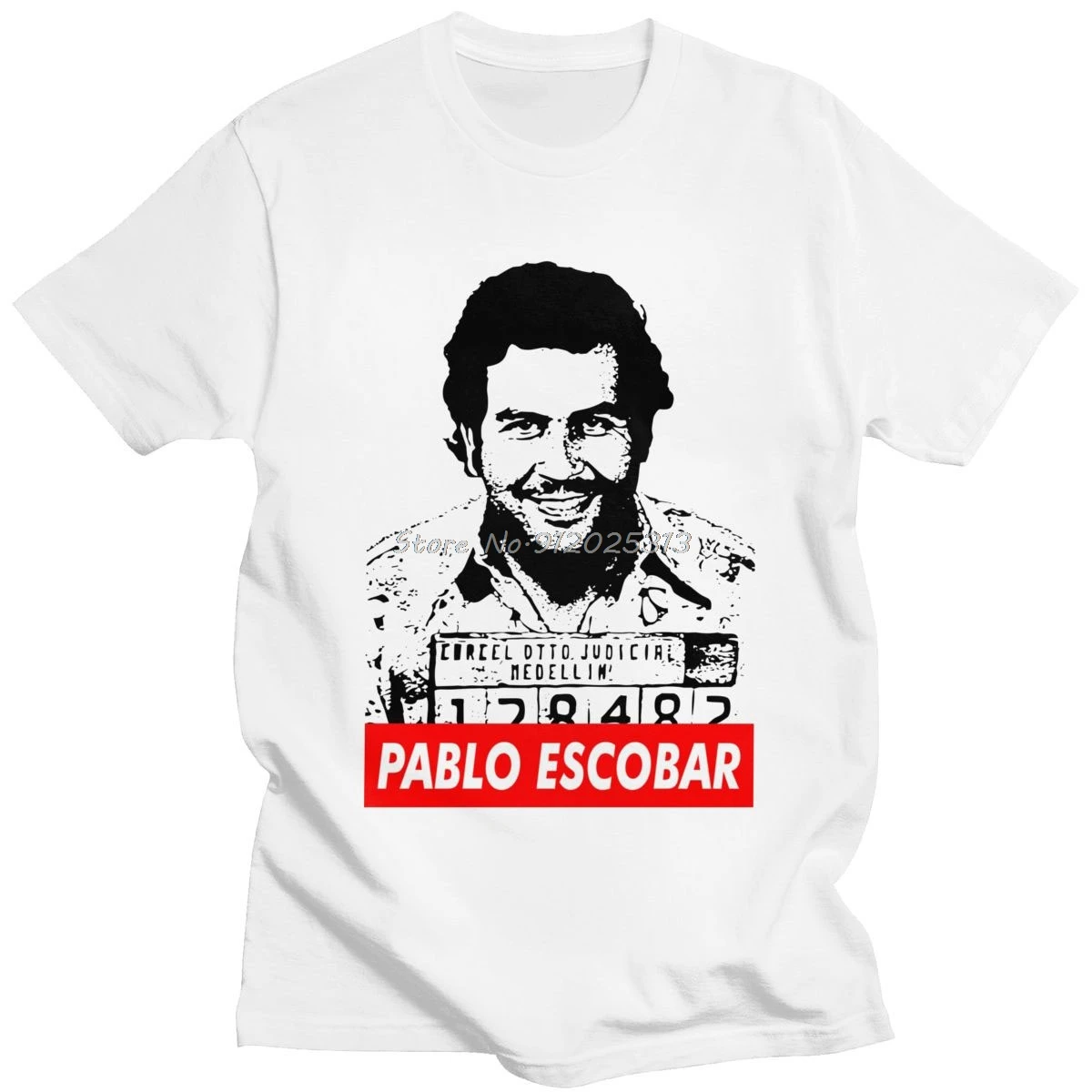 de Pablo Escobar para hombre, de manga con estampado de Narcos de TV, cuello redondo, informal, de algodón|Camisetas| -