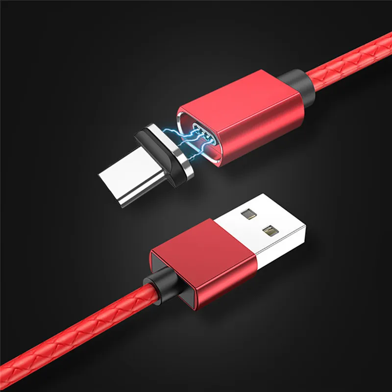 Red for Type C Cable 3A(Max) Магнитный кабель для быстрой зарядки usb type C Micro USB для xiaomi samsung huawei iPhone Магнитный кабель для синхронизации данных USB C кабели - Цвет: Red for Type C Cable