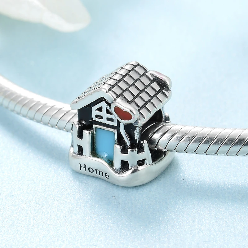 Fairy tale 925 Sterling Silver happy hut home Beads charms Fit Original Pandora Charm Bracelet bangle Jewelry making