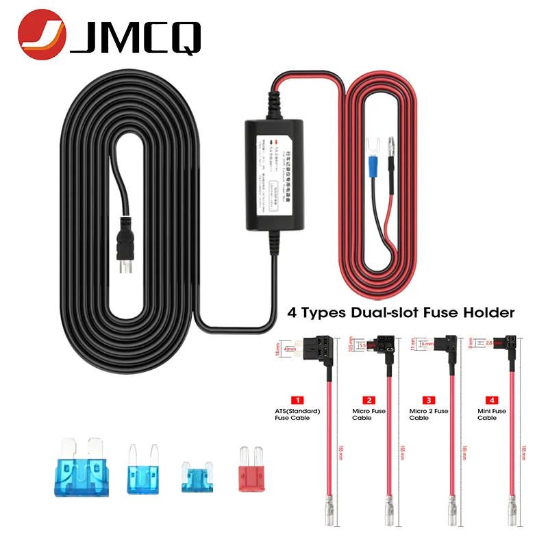 JMCQ Mini USB Комплект жестких проводов предохранитель Dash Cam 12 В для видеорегистратора