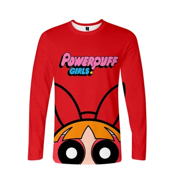 

3D Kawaii Powerpuff Girls T Shirts Women Long Sleeve Ulzzang 3D Buttercup T-shirt Summer Tops Female Harajuku Streetwear Shirt