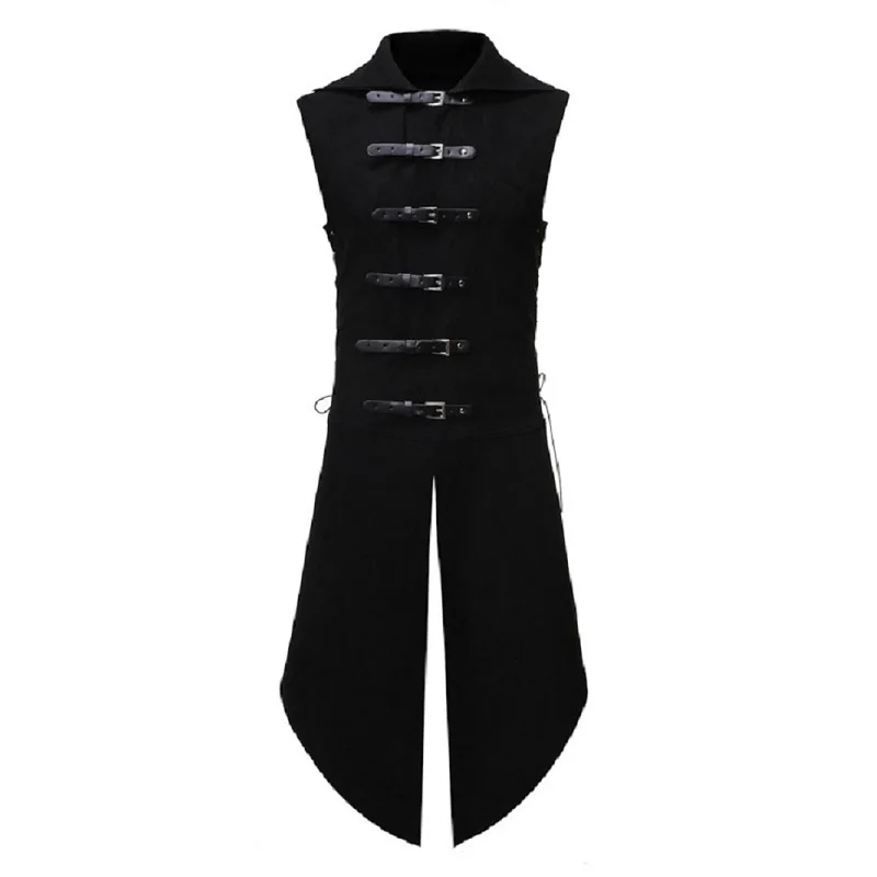 

Men's Gothic Tuxedo Vest Medieval Vintage Sleeveless Steampunk Victorian Suit Vests Male Halloween Party Retro Cosplay Trench