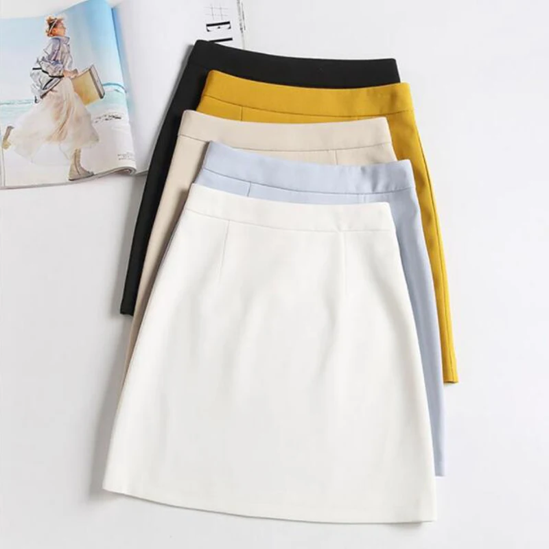 

Summer Mini Skirts Women Chiffon Black White Fashion Official Faldas 2022 Mujer Korean Pencil Skirt High Waist Short Jupe Femme