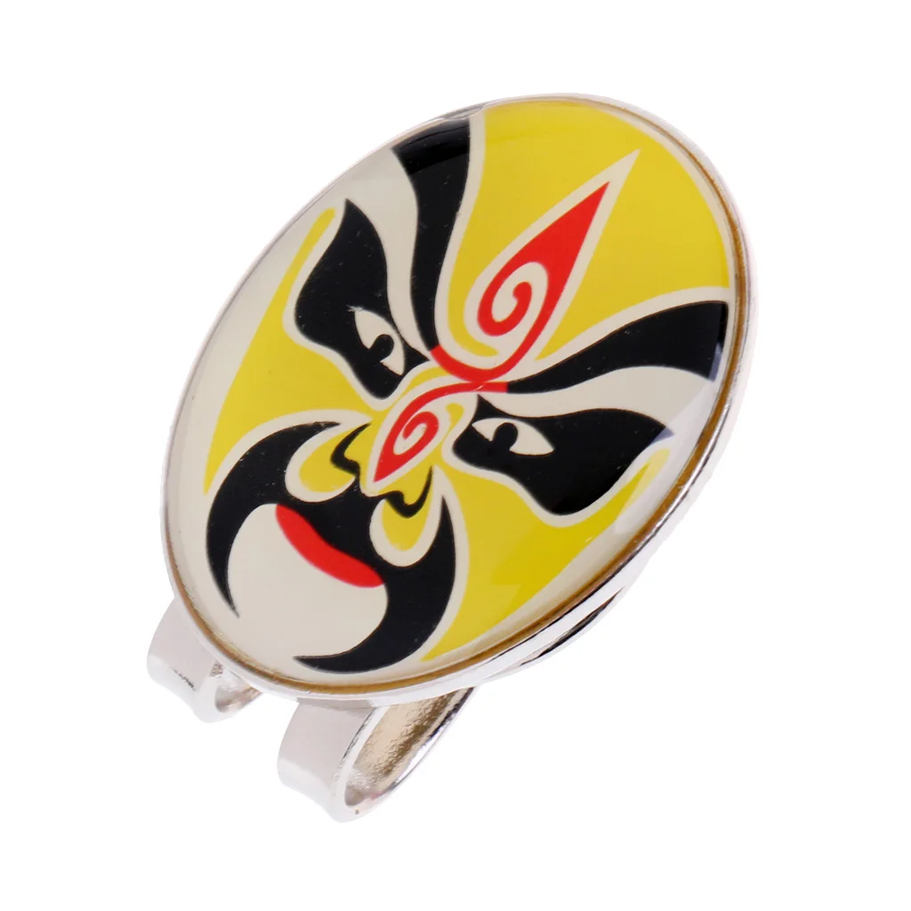 Peking Opera Mask Alloy Golf Ball Marker with Magnetic Hat Clip Golfer Gift Golf Accessories  - 4 Colors