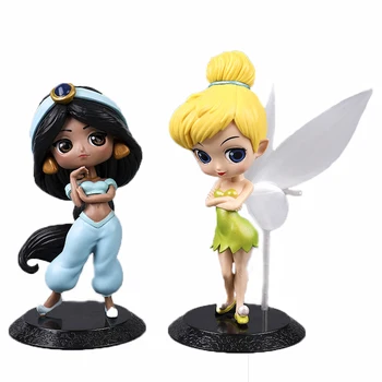 

Disney Princess Q Version Characters Bell Jasmine Princess Cartoon Cute Doll Toy PVC Material Children's Party Decoration Gifts