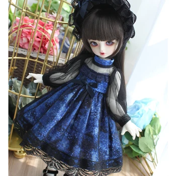 

Doll clothes 1/4 1/6 doll dress blue dress + hair decoration for 1/6 1/4 BJD doll accessories bjd clothes