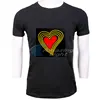 Men's T-shirt 100% Cotton Love Heart Shape Logo Light Up LED  T shirt Sound Activated Flashing El Panel T-shirt 2