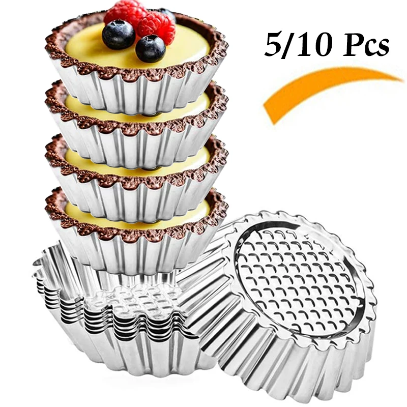 5/10Pcs Nonstick Ripple Egg Tart Mold Flower Shape Reusable Stainless Steel Cupcake Muffin Cake Mold Baking Cup Tartlets Pan 5/10Pcs Nonstick Ripple Egg Tart Mold Flower Shape Reusable Stainless Steel Cupcake Muffin Cake Mold Baking Cup Tartlets Pan