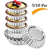 5/10Pcs Nonstick Ripple Egg Tart Mold Flower Shape Reusable Stainless Steel Cupcake Muffin Cake Mold Baking Cup Tartlets Pan