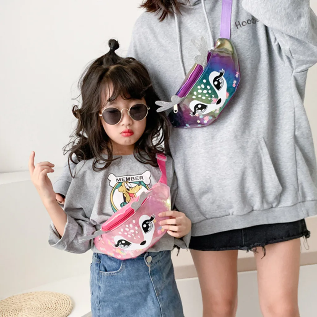 Bolso de moda para chicas con estampado de ciervos y dibujos animados, bandolera de mensajero, bolso de pecho, bolsa de viaje para teléfono