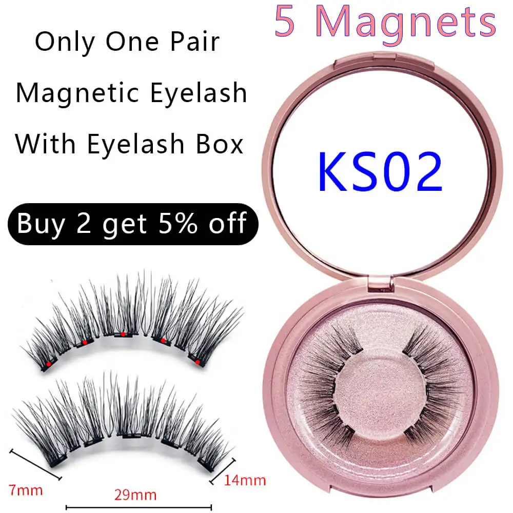 KS02 Eyelash Магнитные ресницы натуральный глаз Подводка для глаз набор 5 магнитов аппликатор накладные норковые накладки бигуди наращивание 3D Поддельные полные ресницы многоразовые - Цвет: KS02 Eyelash