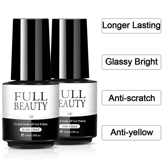 Full Beauty No Wipe Top Base Coat Color Gel Nail Polish Primer Varnish