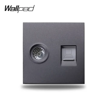

Wallpad S6 Black White TV Co-Axial Aeria Computer Internet Data RJ45 CAT6 Wall Wiring Outlet Socket Modular DIY Free Combination