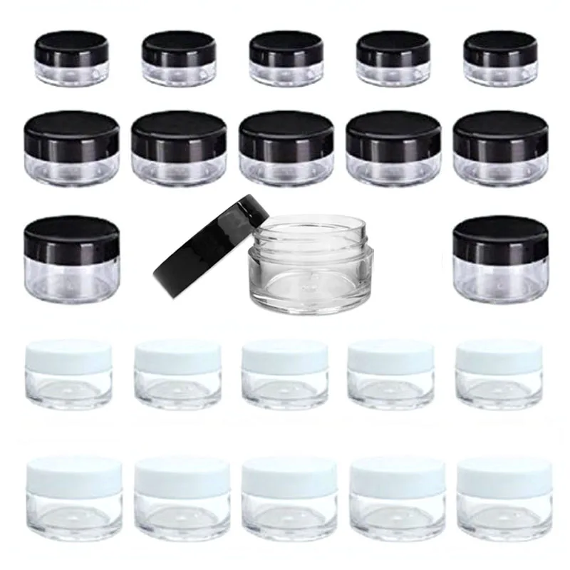 

100pcs 2g 3g 5g 10g 15g 20g Portable Lip Balm Container Plastic Cosmetic Empty Jars Clear Bottles Eyeshadow Makeup Cream Pots